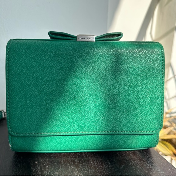 Charles & Keith - Pebbled Leather Sling Bag in Green with detachable straps. - Picture 4 of 15